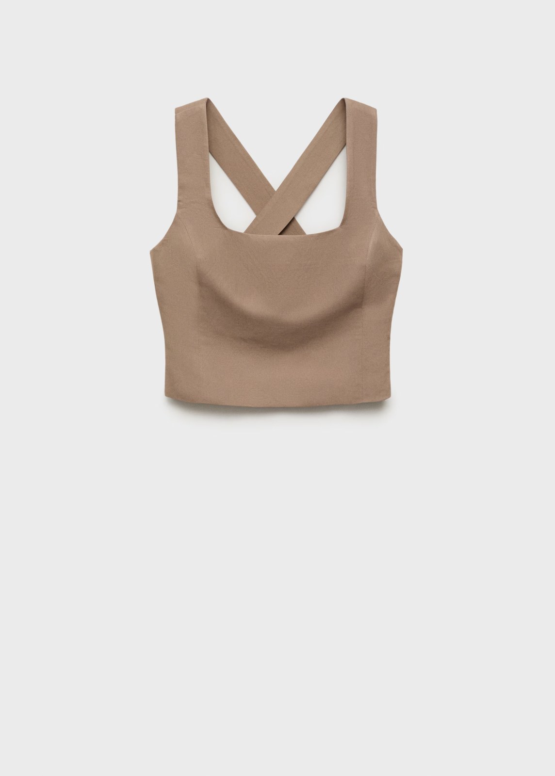 Top beige ajustado con espalda cruzada