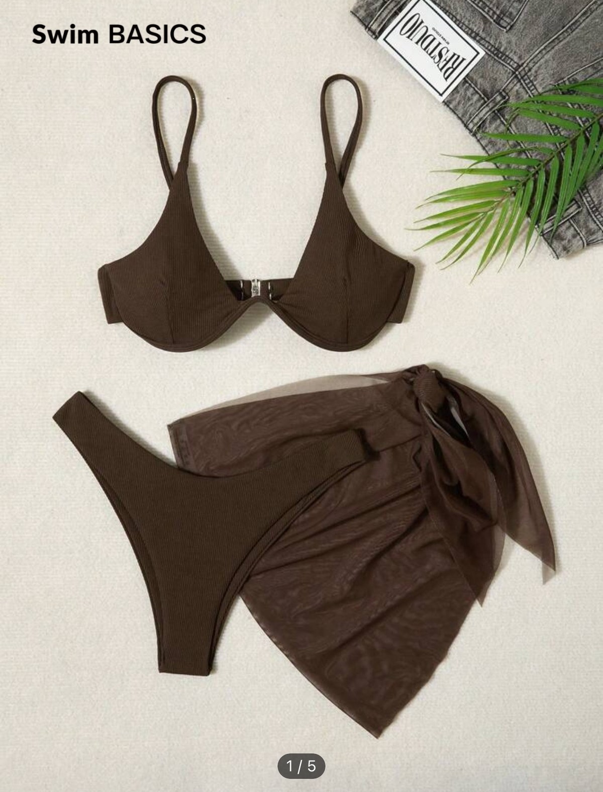 Bikini marrón chocolate con top de aro