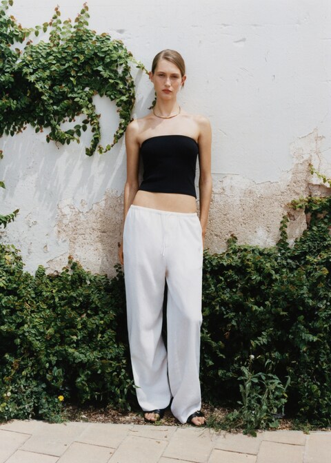 Pantalón blanco fluido con cordón