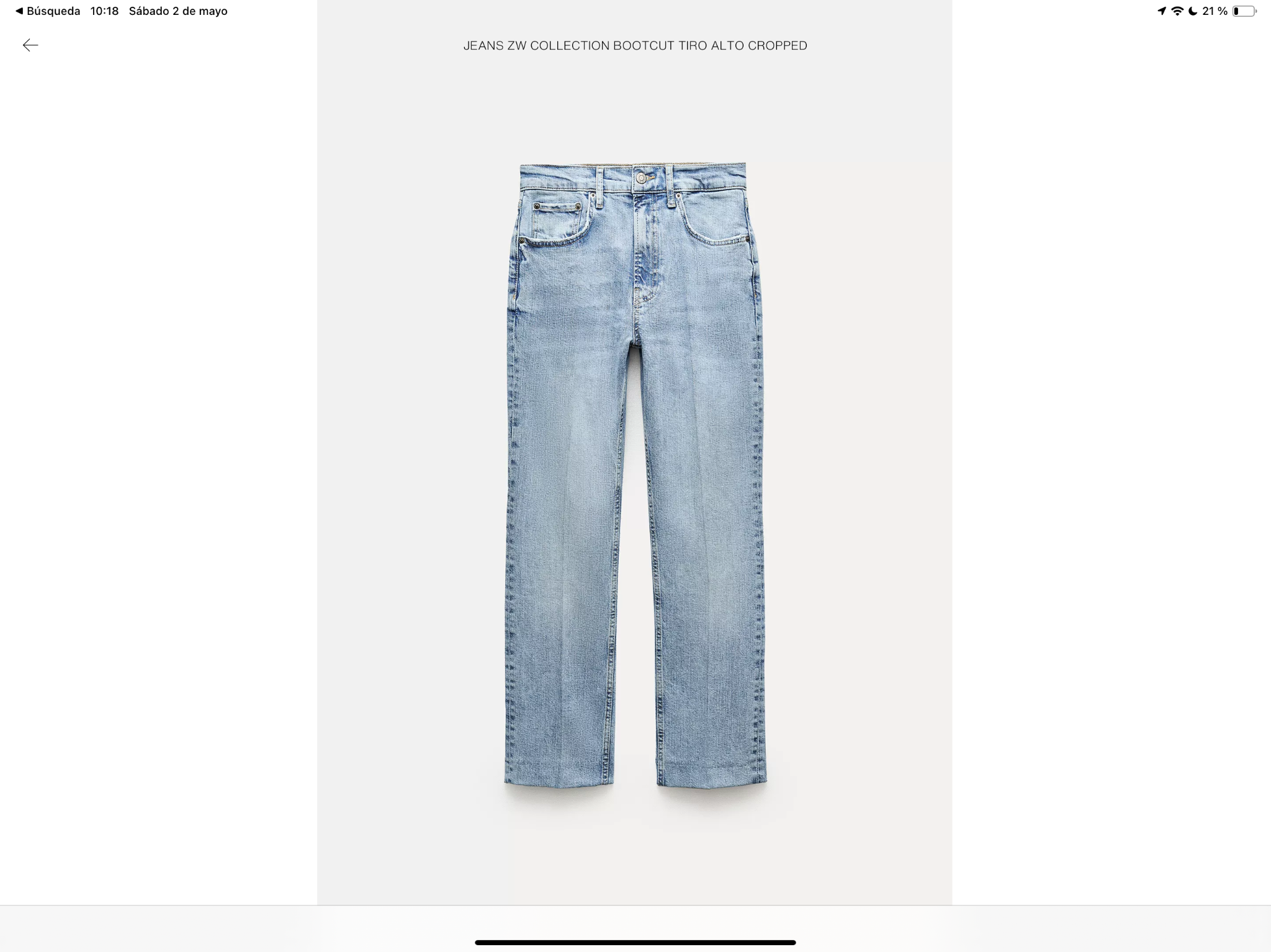 Jean azul claro bootcut cropped