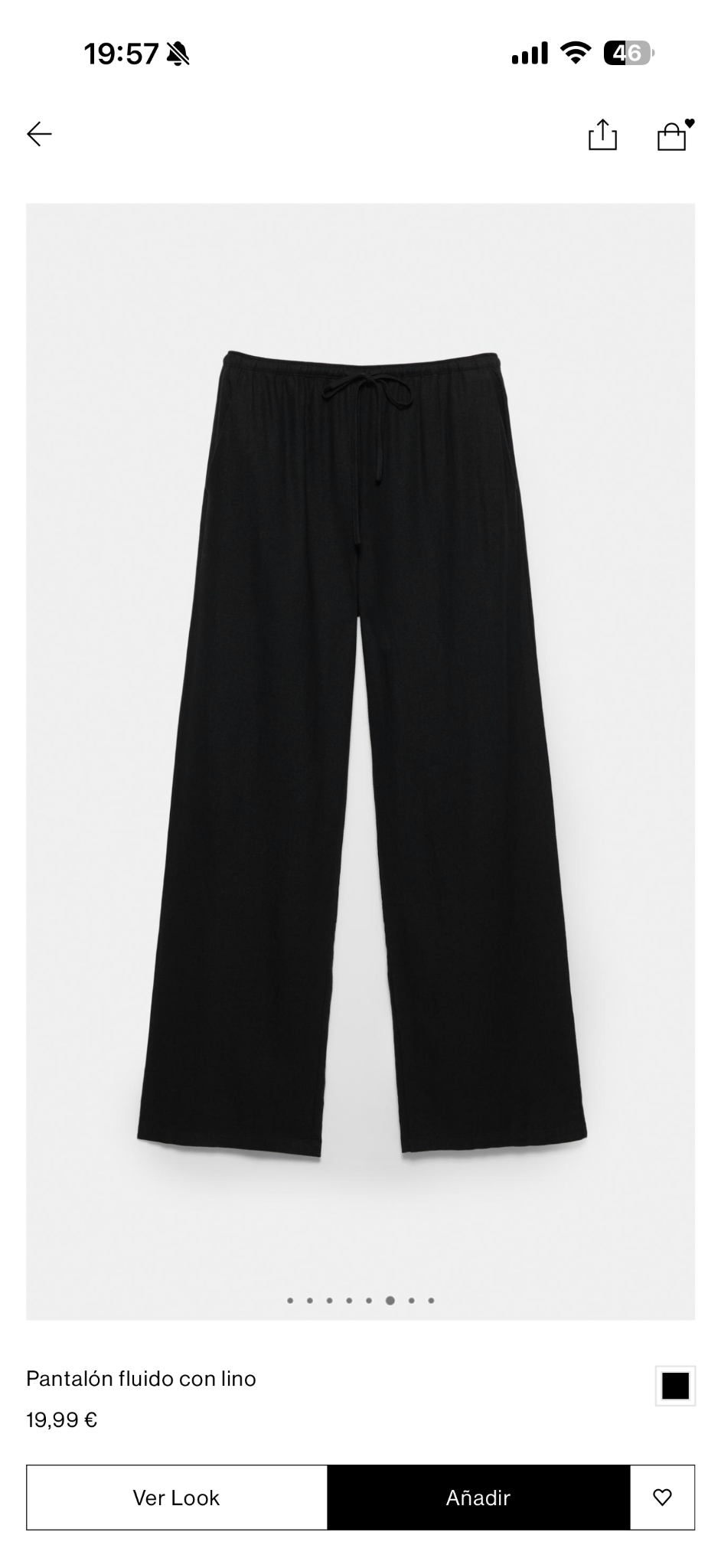 Pantalón negro fluido con lino