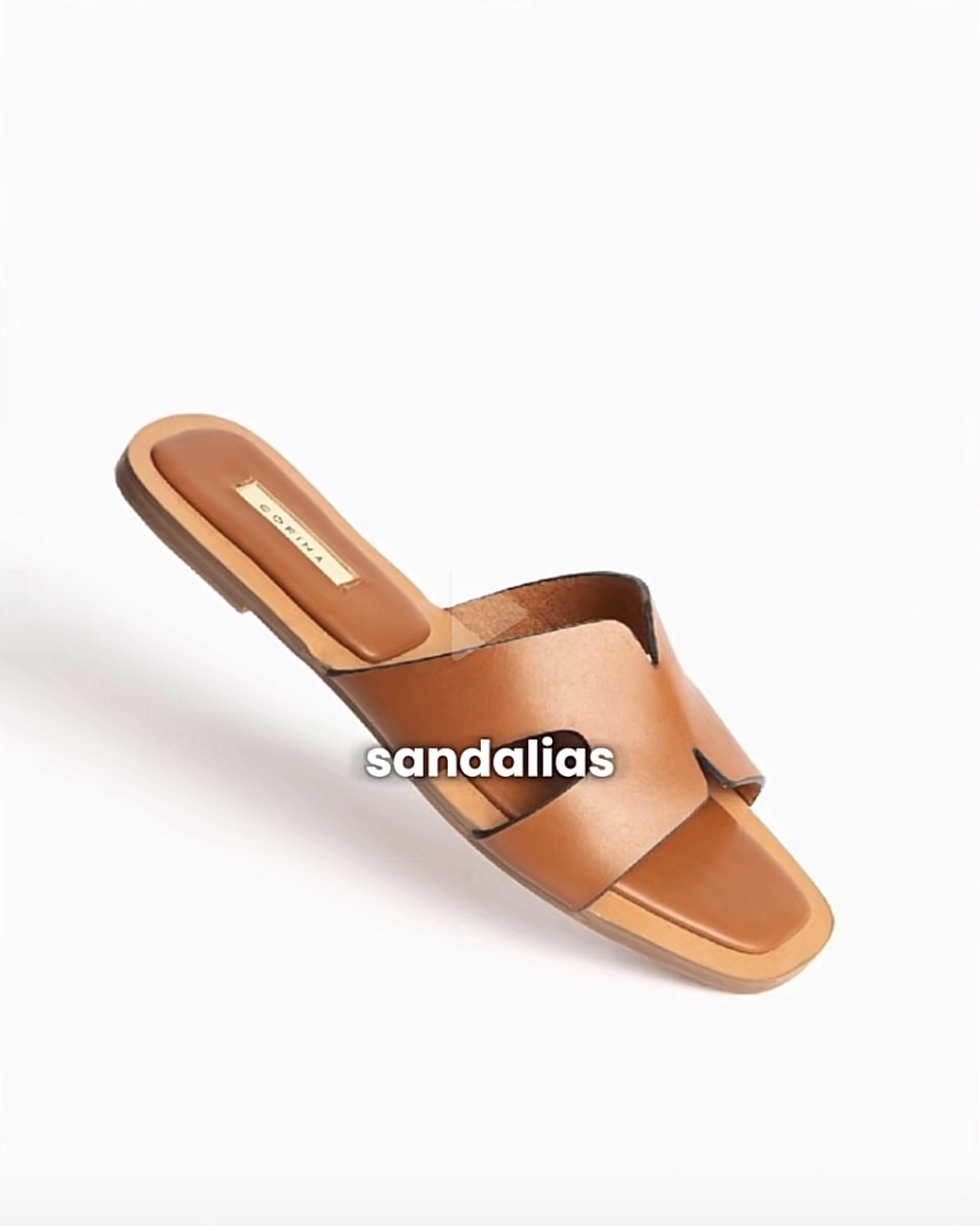 Sandalias planas camel de piel